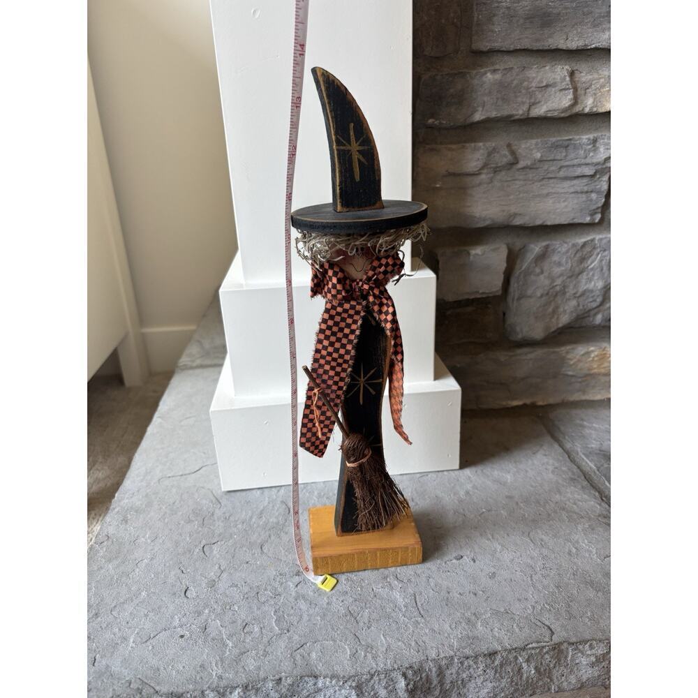 Witch Figure Primitive Wooden Handmade Details Halloween Multimedia Decor Gift - Picture 6 of 8